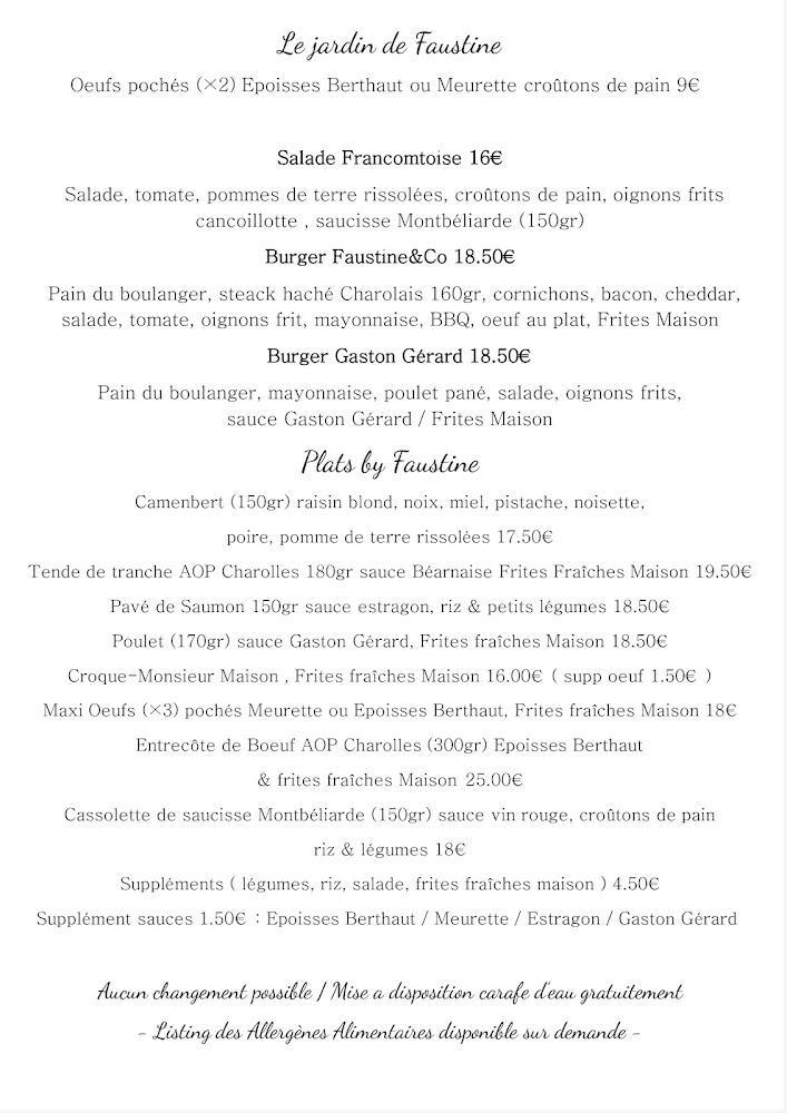 Le Jardin de Faustine - Menu Image 1